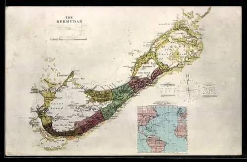 AK The Bermudas, Landkarte