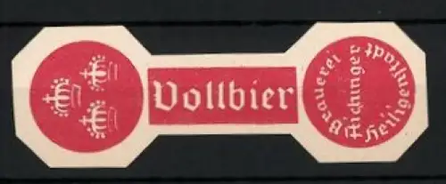 Getränkeetikett Brauerei Aichinger, Heiligenstadt, Vollbier