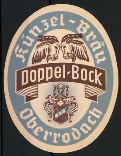 Getränkeetikett Künzel-Bräu, Oberrodach, Doppel-Bock Bier