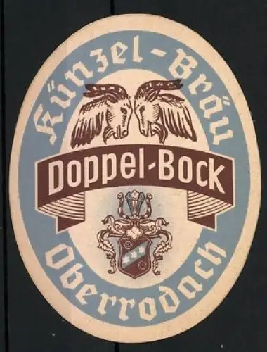 Getränkeetikett Künzel-Bräu, Oberrodach, Doppel-Bock Bier