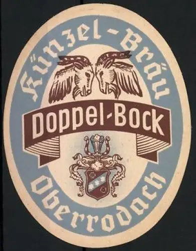Getränkeetikett Künzel-Bräu, Oberrodach, Doppel-Bock Bier