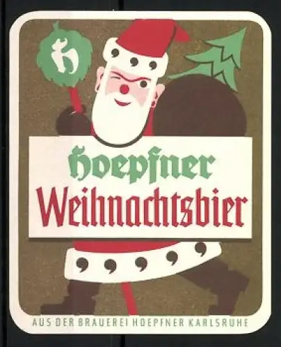 Getränkeetikett Brauerei Hoepfner, Karlsruhe, Hoepfner Weihnachtsbier