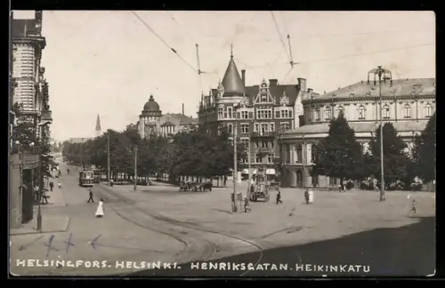 AK Helsingfors, Henriksgatan, Panorama, Strassenbahn