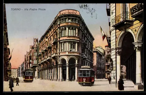 AK Torino, Via Pietro Micca, Strassenbahn
