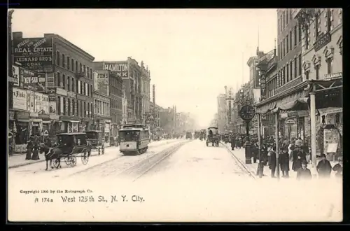 AK New York City, West 125th Street, Strassenbahn