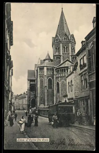 AK Liège, L`Eglise Ste-Croix, Strassenbahn