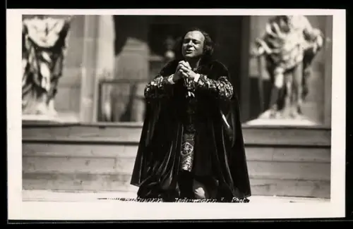 Foto-AK Salzburg, Paul Hartmann in Jedermann, Theaterszene