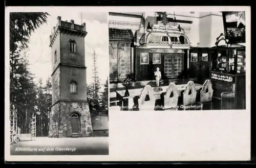 AK Bad Schlema, Köhlerturm, Gesellschaftszimmer auf dem Gleesberge