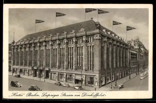 AK Berlin, Hertie Warenhaus Leipziger Strasse am Dönhoffplatz