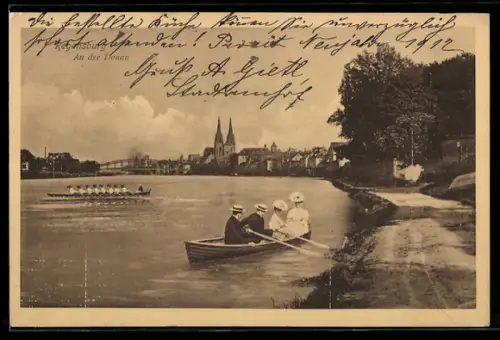 AK Regensburg, Dom, Donau, Ruderboote