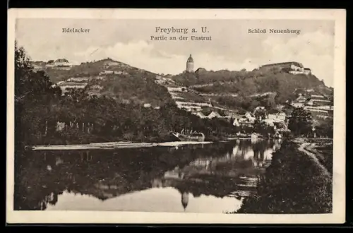 AK Freyburg a. U., Edelacker, Schloss Neuenburg, Partie an der Unstrut