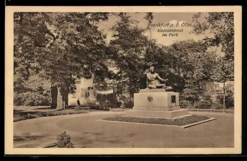 AK Frankfurt a. d. Oder, Kleistdenkmal im Park