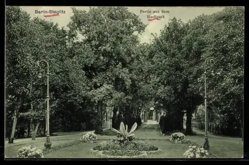 AK Berlin-Steglitz, Partie aus dem Stadtpark