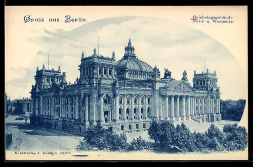 AK Berlin-Tiergarten, Reichstagsgebäude Nord-und Westseite