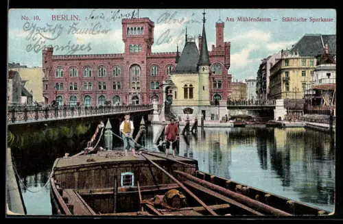 AK Berlin, Am Mühlendamm, Städtische Sparkasse