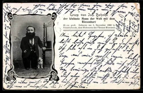 AK Liliputaner Joh. Behnke mit eindrucksvollem Bart