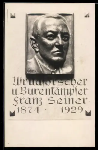 AK Afrikaforscher u. Burenkämpfer Franz Seiner, Relief-Portrait