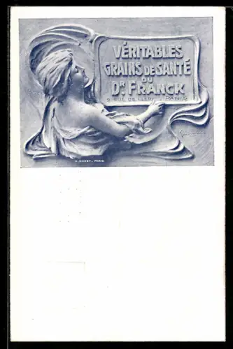 AK Véritables Grains de Santé du Dr. Franck, Paris, Dame im Bade, Reklame