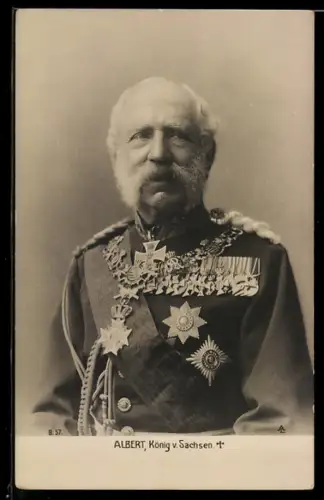 AK König Albert von Sachsen in Uniform mit Ritterkreuz und Orden
