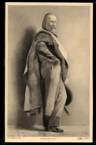 AK Giuseppe Garibaldi, Portrait mit Umhang, italienischer Unabhängigkeitskrieg