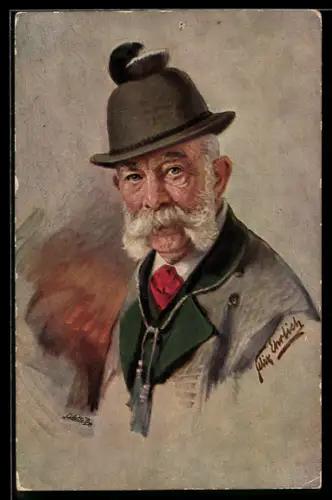 Künstler-AK Kaiser Franz Josef I. von Österreich in österreichischer Tracht