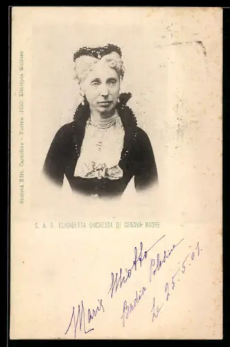 AK Elisabeta Duchessa di Genova Madre, Portrait