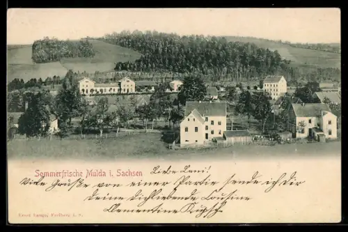 AK Mulda i. Sachsen, Ortsansicht aus der Vogelschau