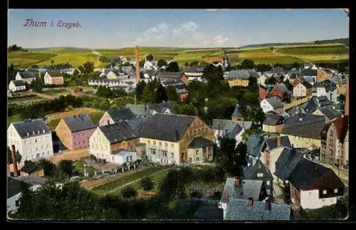 AK Thum i. Erzgeb., Ortsansicht aus der Vogelschau