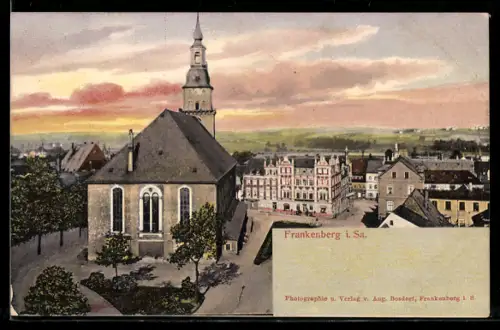 AK Frankenberg i. Sa., Blick auf den Marktplatz und die Kirche