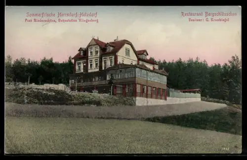 AK Herrndorf-Hetzdorf, Restaurant Bergschlösschen, Bes. G. Krumbiegel