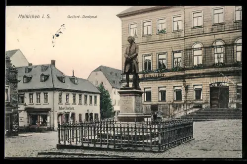 AK Hainichen, Gellert-Denkmal