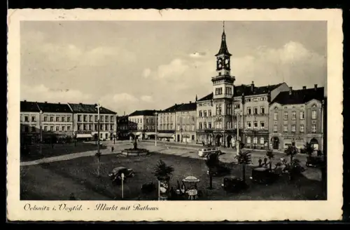 AK Oelsnitz i. Vogtld., Markt mit Rathaus