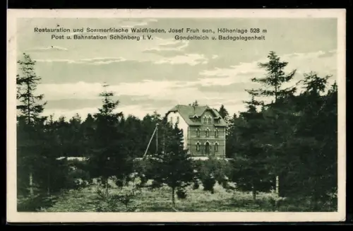 AK Schönberg i. V., Restaurant Waldfrieden, Josef Fruh sen.