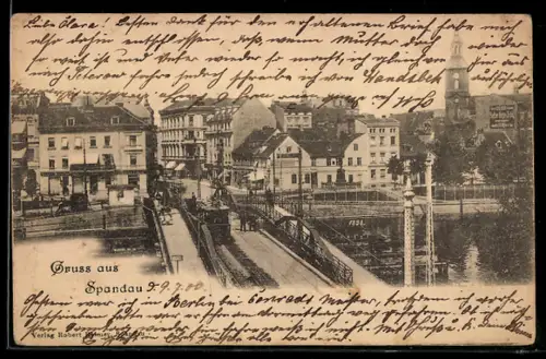 AK Berlin-Spandau, Ortsansicht mit Brückenpartie