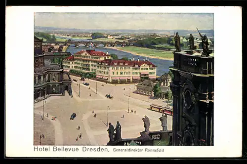 AK Dresden, Blick zum Hotel Bellevue