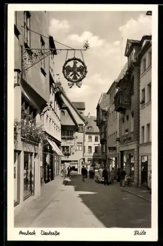 AK Ansbach, In der Uzstrasse, VW Käfer