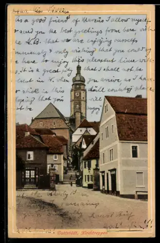 AK Buttstädt, Kirchtreppen, Blick zur Kirche