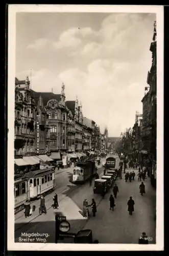 AK Magdeburg, Breiter Weg, Strassenbahn