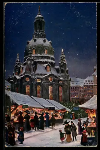 AK Dresden, Frauenkirche und Christmarkt