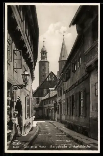 AK Goslar a. Harz, Bergstrasse und Marktkirche