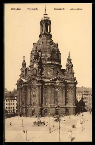 AK Dresden, Luther-Denkmal vor der Frauenkirche