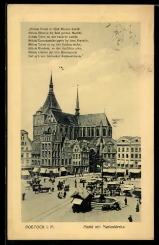 AK Rostock i. M., Markt mit Marienkirche