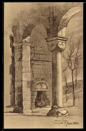 Künstler-AK Paulinzella, Partie in der Klosterruine