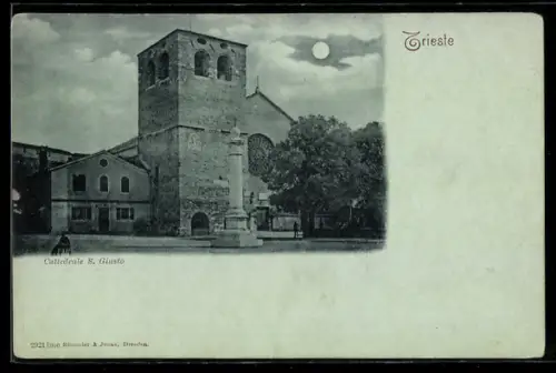 Mondschein-AK Trieste, Cattedrale S. Giusto