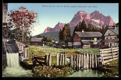 AK St. Veit in Sexten, Veduta verso Rothwand ed Elfer
