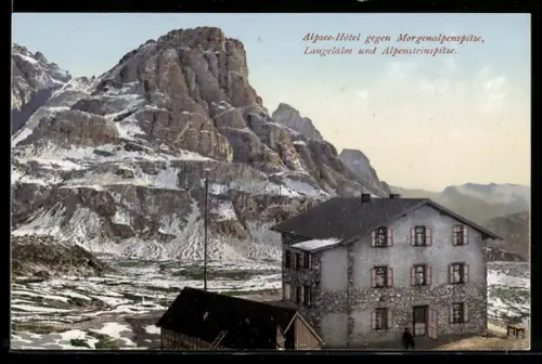 AK Langelalm, Alpsee-Hotel gegen Morgenalpenspitze, Langalalm und Alpesteinspitze