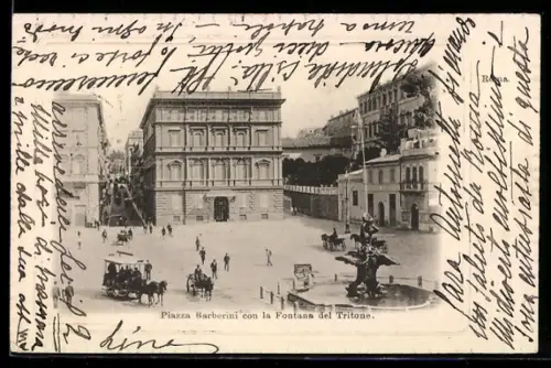 AK Roma, Piazza Barberini con la Fontana del Tritone