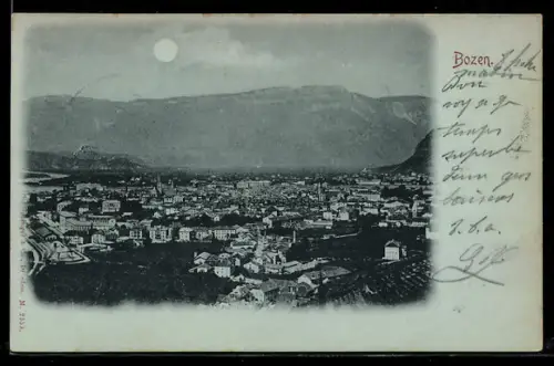 Mondschein-AK Bozen, Veduta panoramica della città