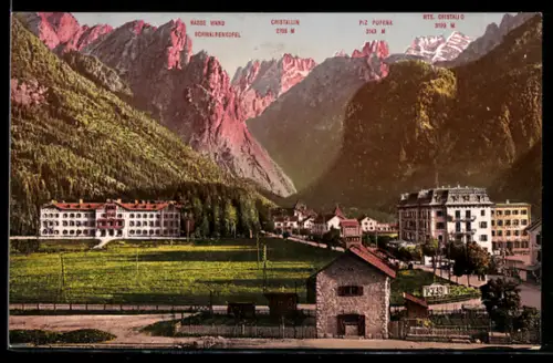 AK Neu-Toblach /Tirol, Neu-Toblach und Toblachersee gegen das Ampezzotal