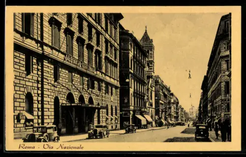 AK Roma, Via Nazionale con automobili storiche